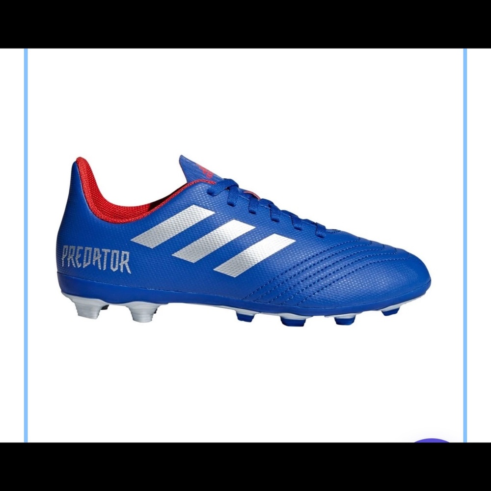 Adidas Kid's Predator Soccer Cleats - Bold Blue / Silver Metallic / Active Red